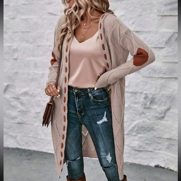 New to PoshC | Contrast Panel Drop Shoulder Open Front Cardigan - Picture 5 of 8